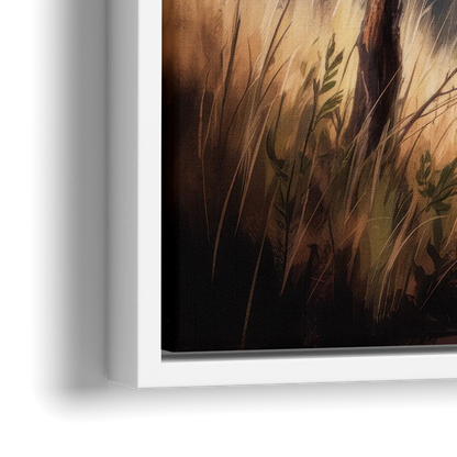 Majestic Elephant Charge - Close-Up White Frame Canvas