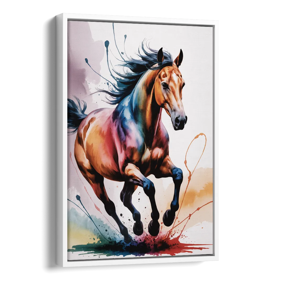 Majestic Galloping Horse Side - White Canvas Wall Art