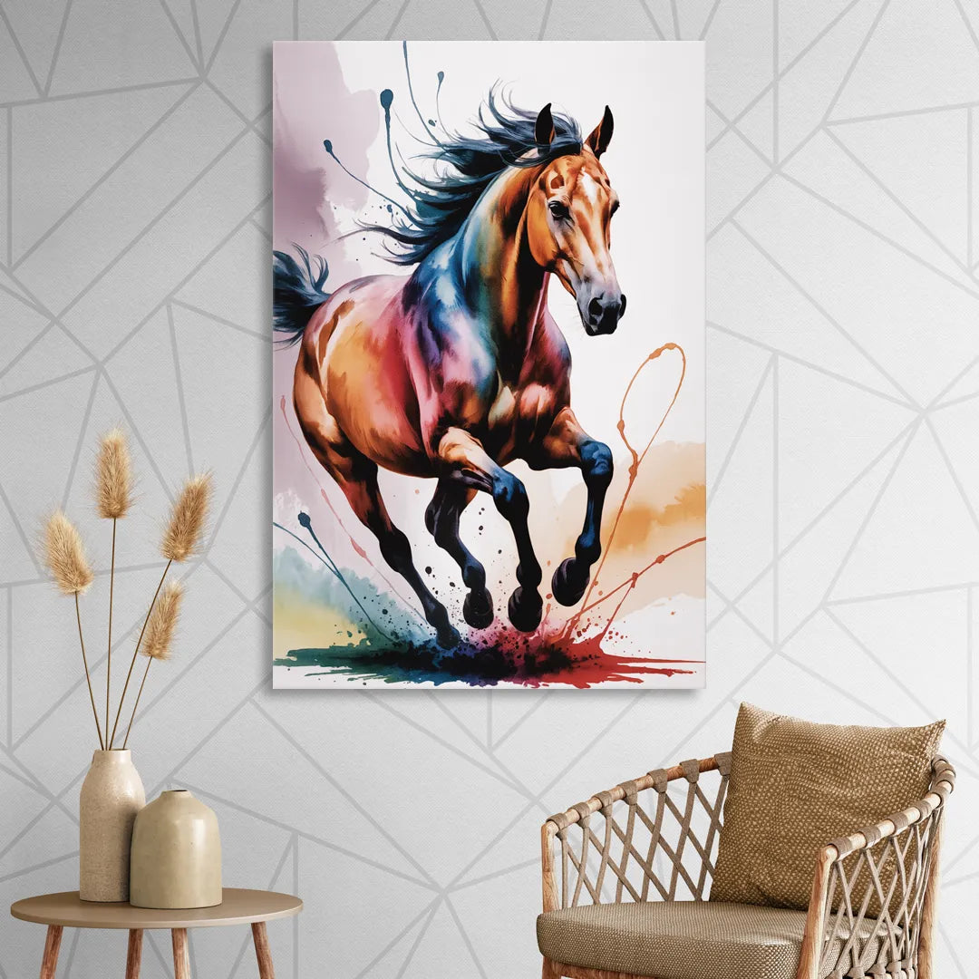 Majestic Galloping Horse Living Room - Canvas Wall Art