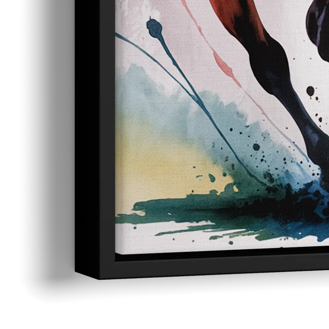 Majestic Galloping Horse - Close-Up Black Frame Canvas