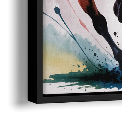 Majestic Galloping Horse - Close-Up Black Frame Canvas