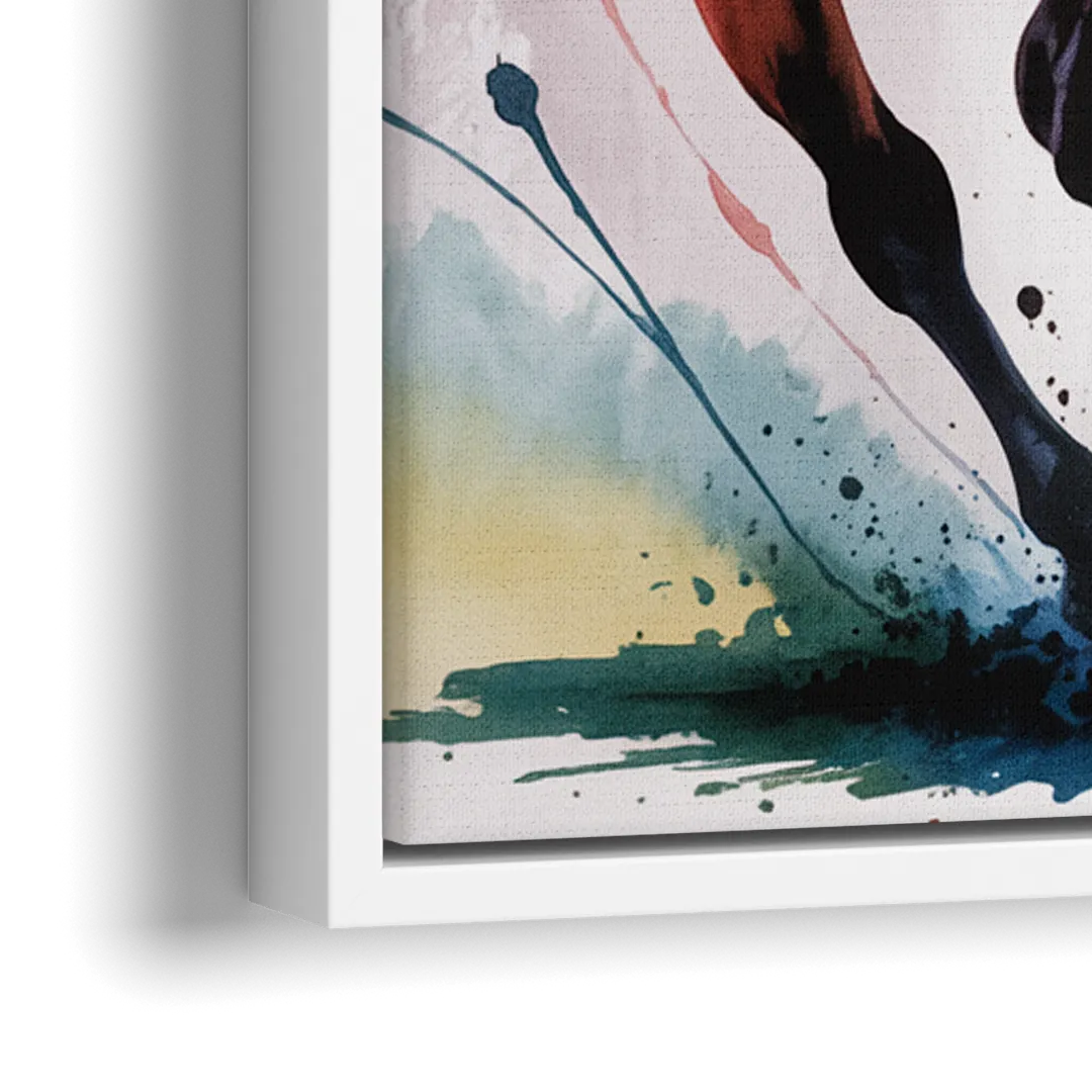 Majestic Galloping Horse - Close-Up White Frame Canvas