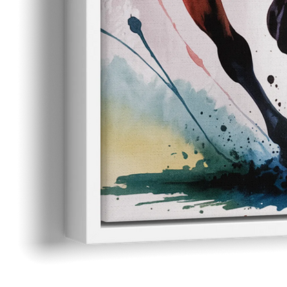 Majestic Galloping Horse - Close-Up White Frame Canvas