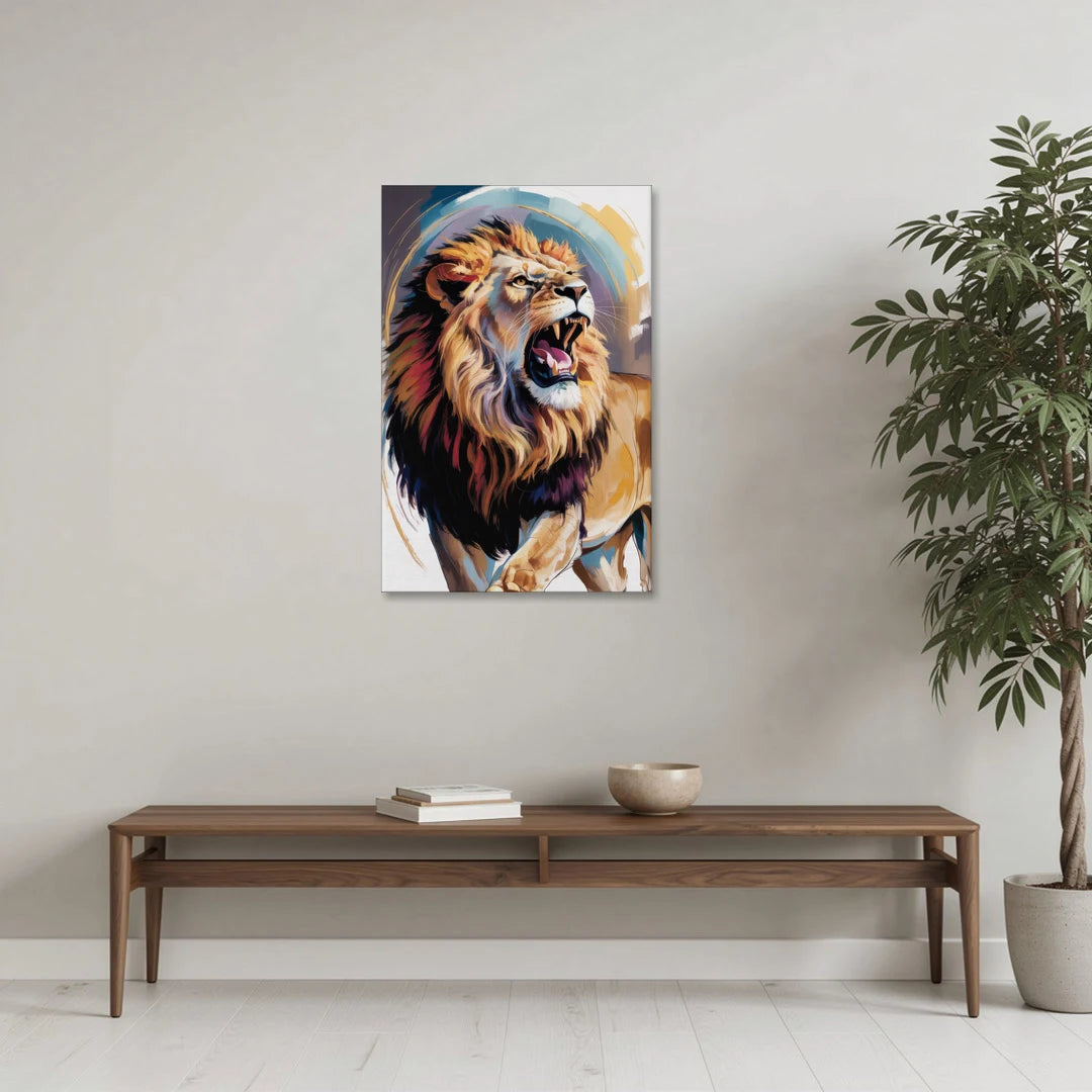 Majestic Roaring Lion - Canvas Wall Art - Coffee Table - 24x36