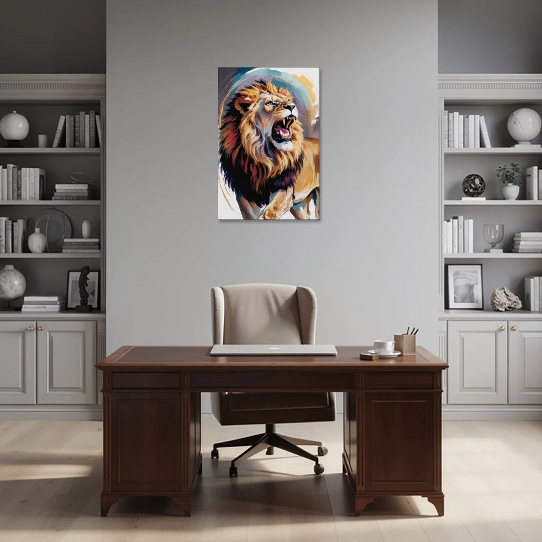 Majestic Roaring Lion - Canvas Wall Art - Office - 24x36