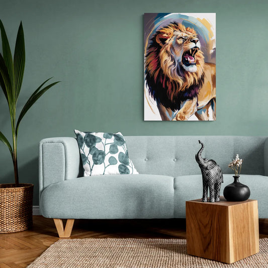 Majestic Roaring Lion - Canvas Wall Art Living Room
