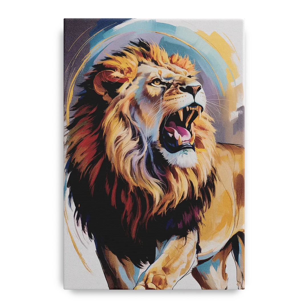Majestic Roaring Lion Front - Canvas Wall Art