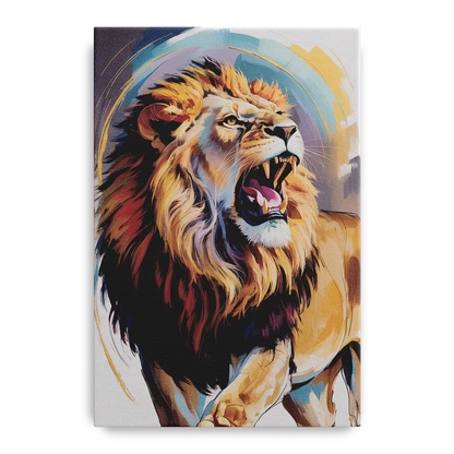 Majestic Roaring Lion Front - Canvas Wall Art