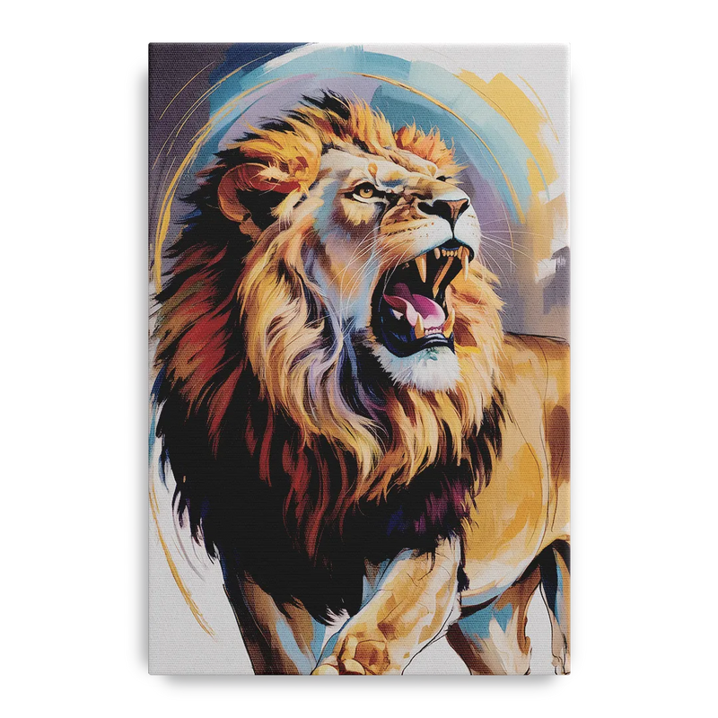 Majestic Roaring Lion Front - Canvas Wall Art