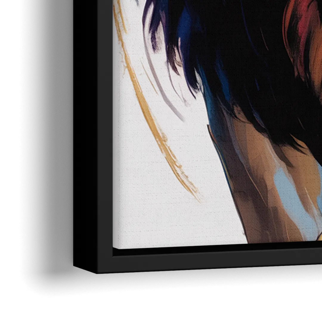 Majestic Roaring Lion - Close-Up Black Frame Canvas