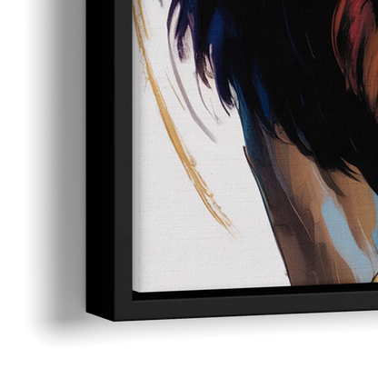Majestic Roaring Lion - Close-Up Black Frame Canvas