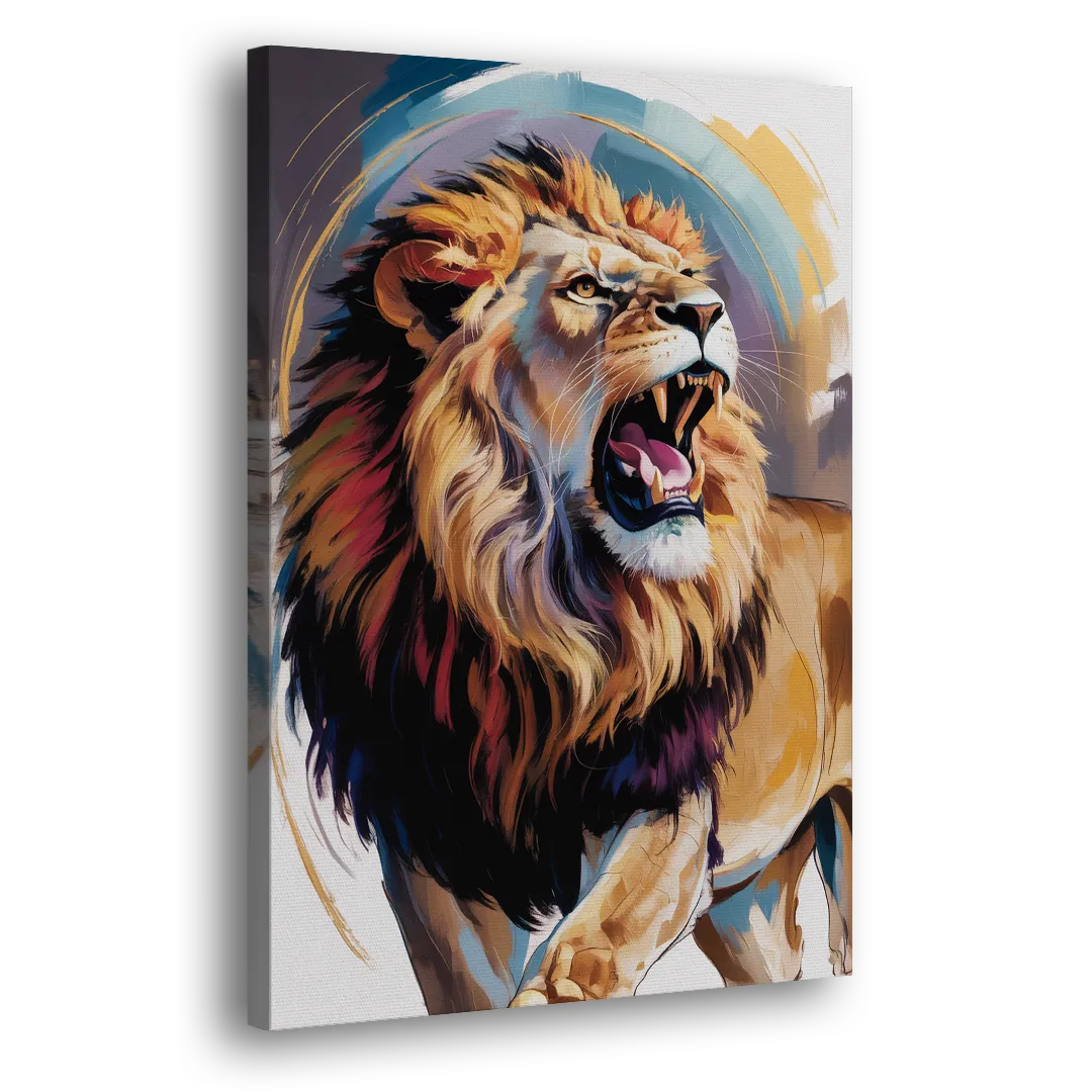 Majestic Roaring Lion Side - Canvas Wall Art