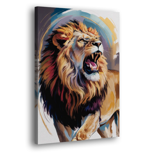 Majestic Roaring Lion Side - Canvas Wall Art