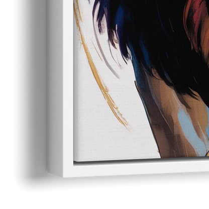 Majestic Roaring Lion - Close-Up White Frame Canvas