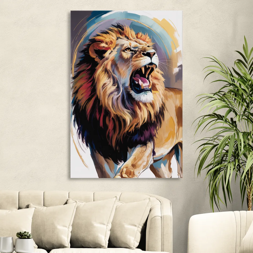 Majestic Roaring Lion Living Room - Canvas Wall Art