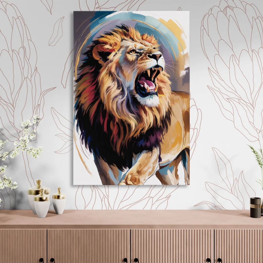 Majestic Roaring Lion Sitting Room - Canvas Wall Art