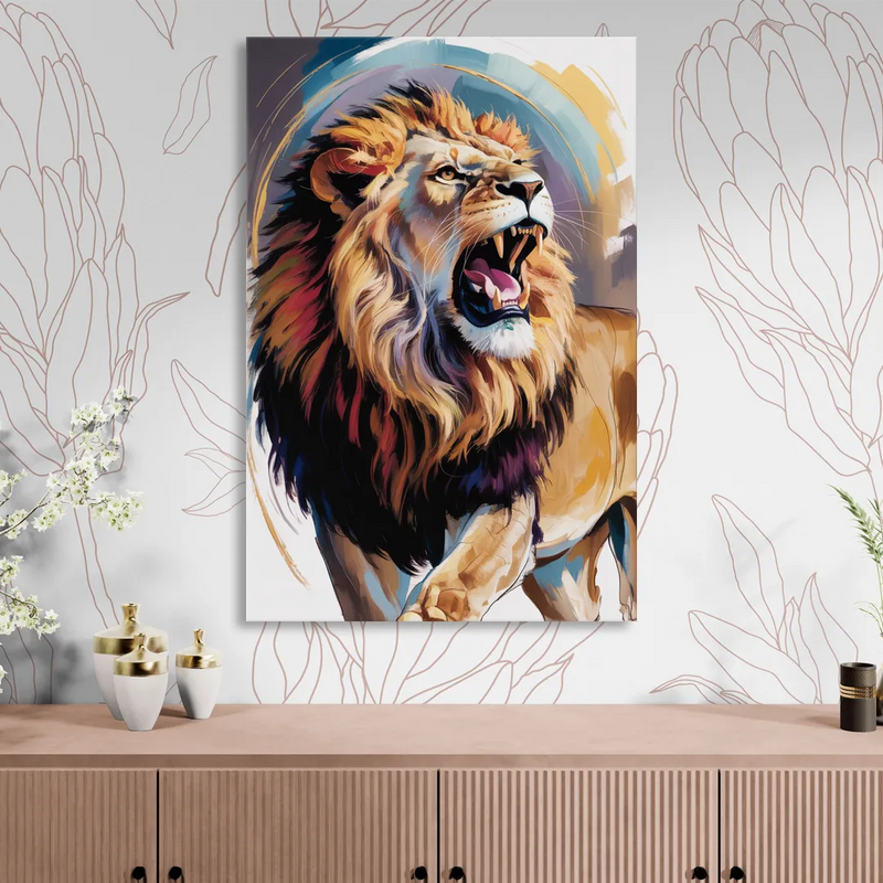 Majestic Roaring Lion Sitting Room - Canvas Wall Art