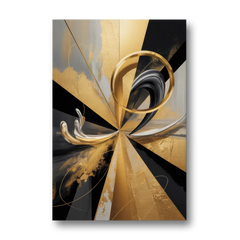 Majestic Symmetry Black and Gold Abstract - Canvas Wall Art - Front