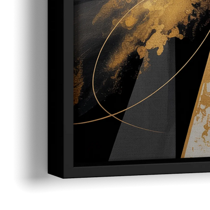 Majestic Symmetry Black and Gold Abstract - Close-Up Black Frame Canvas