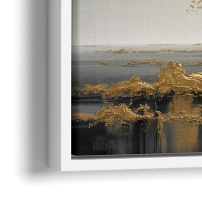 Majestic Tree Serenity White and Gold - Close-Up White Frame Canvas