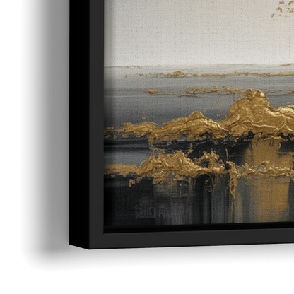 Majestic Tree Serenity White and Gold - Close-Up Black Frame Canvas