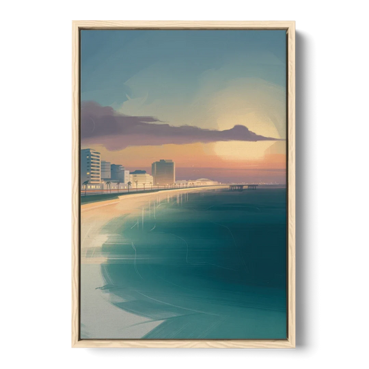Malecón Tajamar Sunset - Oak Framed Canvas Wall Art - Front
