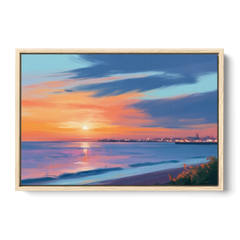 Malecon Campeche Sunset - Oak Framed Canvas Wall Art - Front