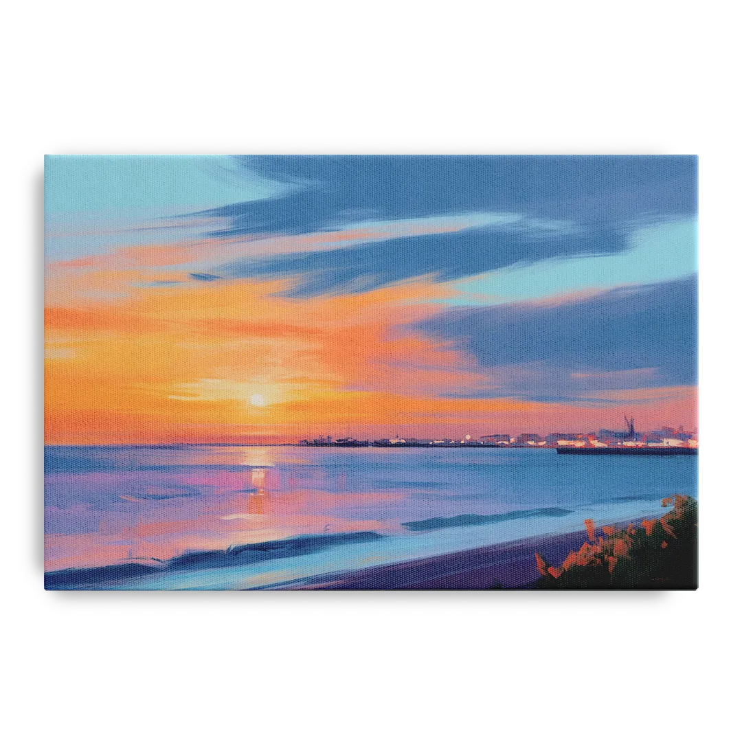 Malecon Campeche Sunset Front - Canvas Wall Art