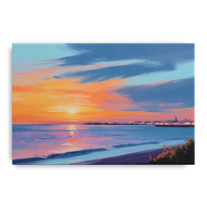 Malecon Campeche Sunset Front - Canvas Wall Art