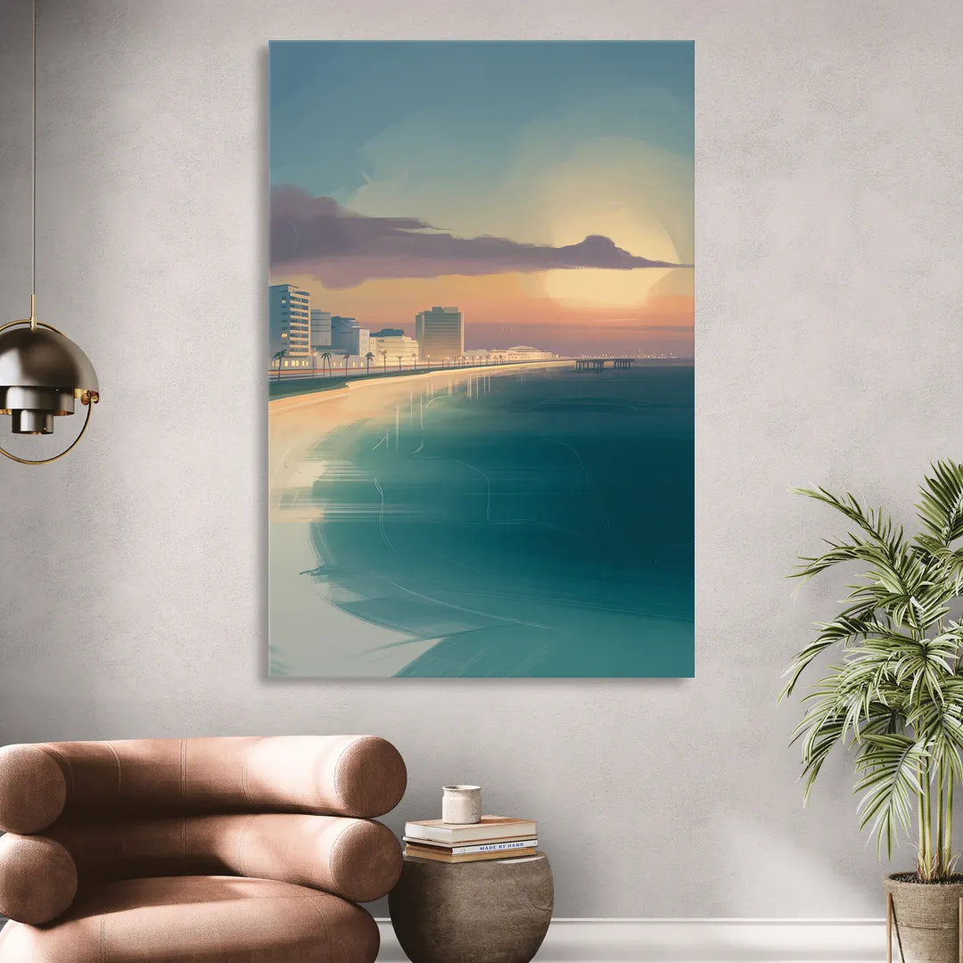 Malecón Tajamar Sunset Living Room - Canvas Wall Art