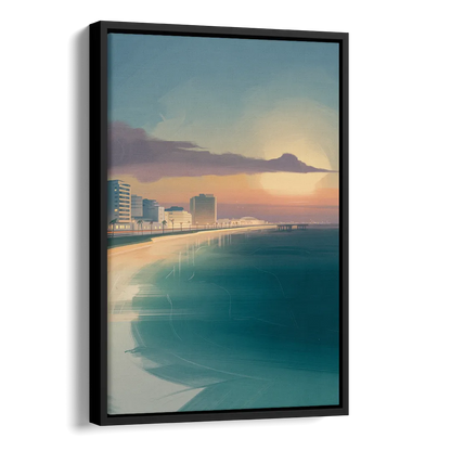 Malecón Tajamar Sunset Side - Black Canvas Wall Art