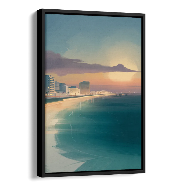 Malecón Tajamar Sunset Side - Black Canvas Wall Art