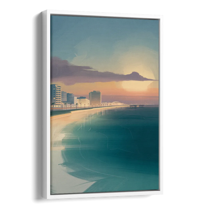 Malecón Tajamar Sunset Side - White Canvas Wall Art