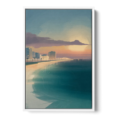 Malecón Tajamar Sunset Front - White Canvas Wall Art