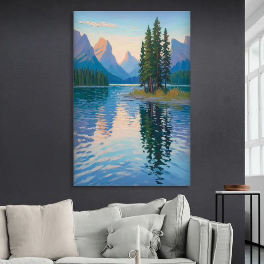 Maligne Lake Morning Living Room - Canvas Wall Art