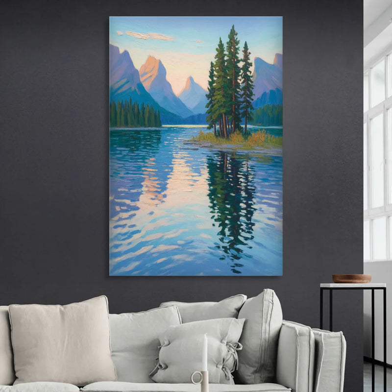 Maligne Lake Morning Living Room - Canvas Wall Art