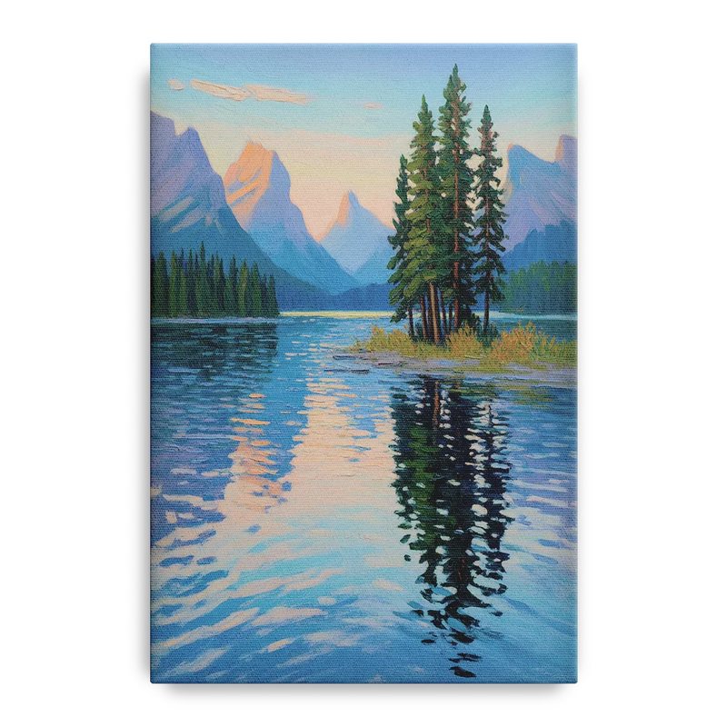 Maligne Lake Morning Front - Canvas Wall Art