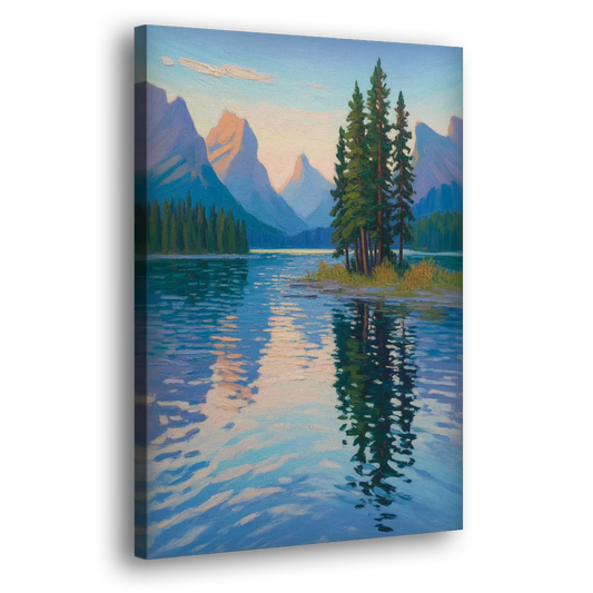 Maligne Lake Morning Side - Canvas Wall Art