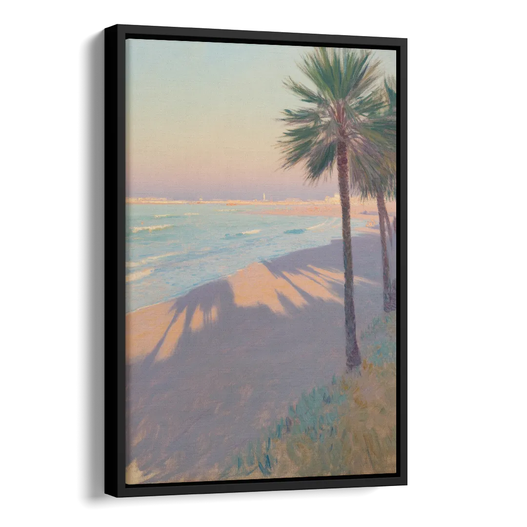 Malvarrosa Beach Side - Black Canvas Wall Art