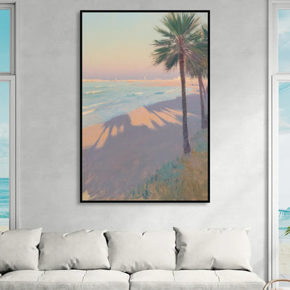 Malvarrosa Beach Living Room - Black Canvas Wall Art