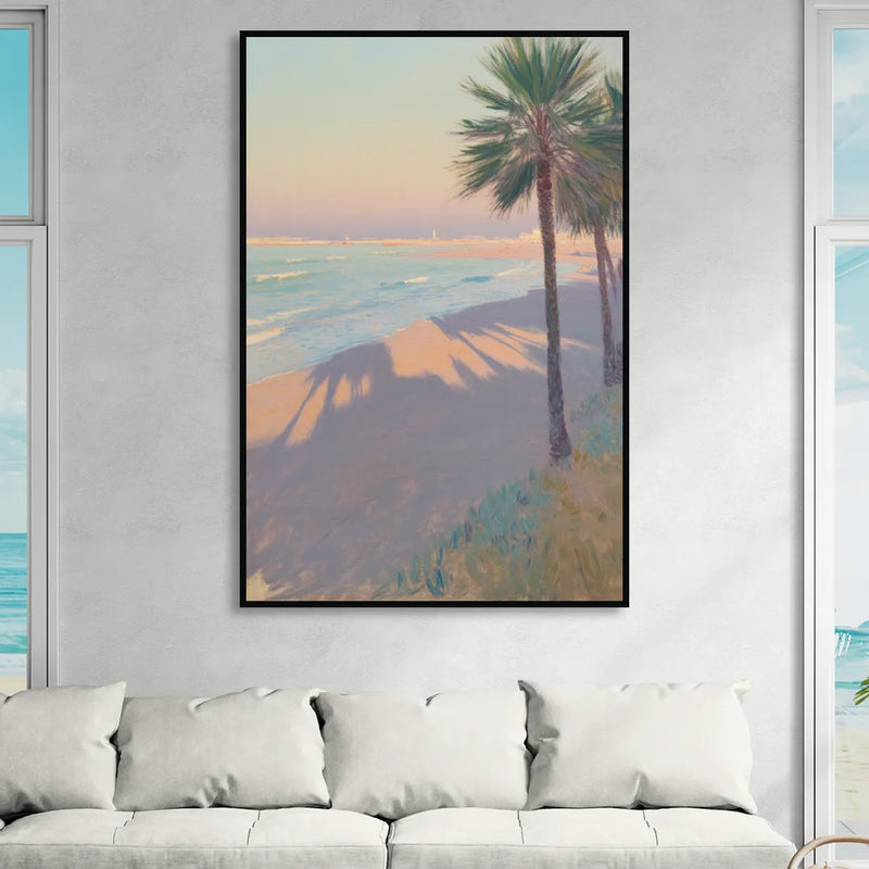 Malvarrosa Beach Living Room - Black Canvas Wall Art