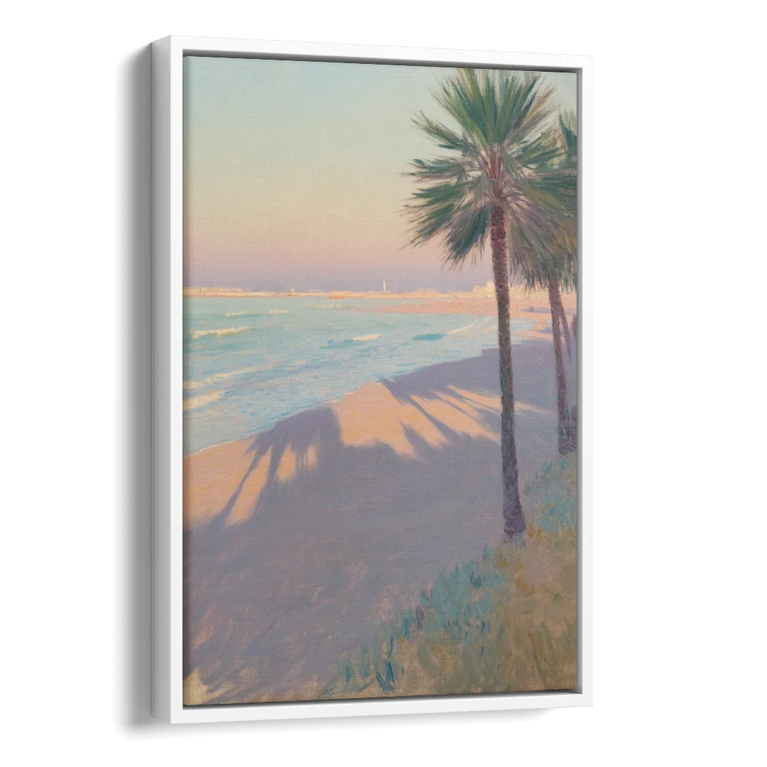 Malvarrosa Beach Side - White Canvas Wall Art