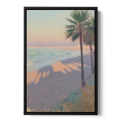 Malvarrosa Beach Front - Black Canvas Wall Art