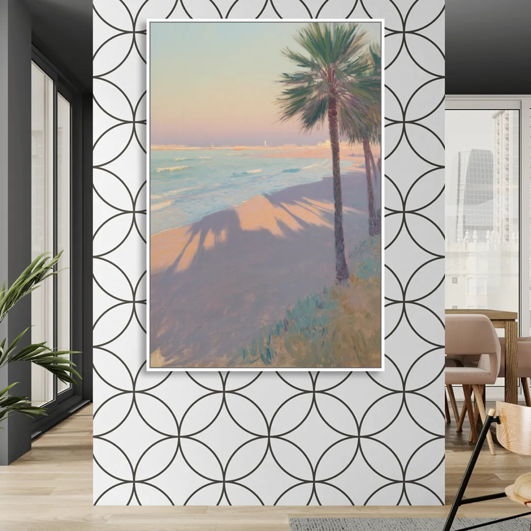 Malvarrosa Beach Living Room - White Canvas Wall Art