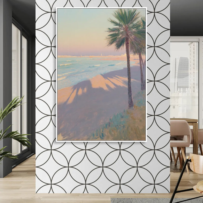 Malvarrosa Beach Living Room - White Canvas Wall Art