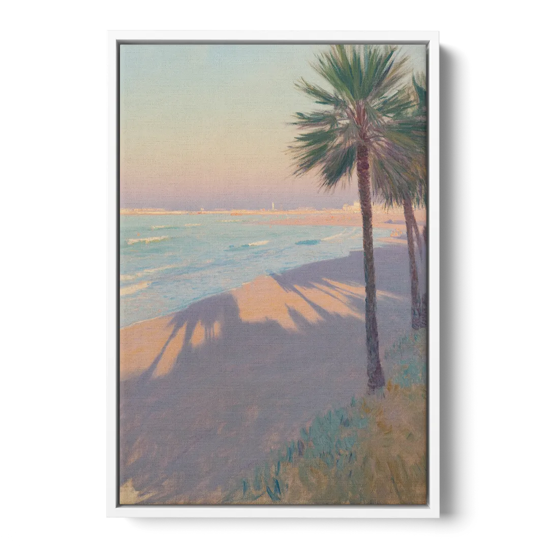 Malvarrosa Beach Front - White Canvas Wall Art