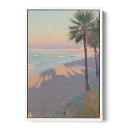 Malvarrosa Beach Front - White Canvas Wall Art