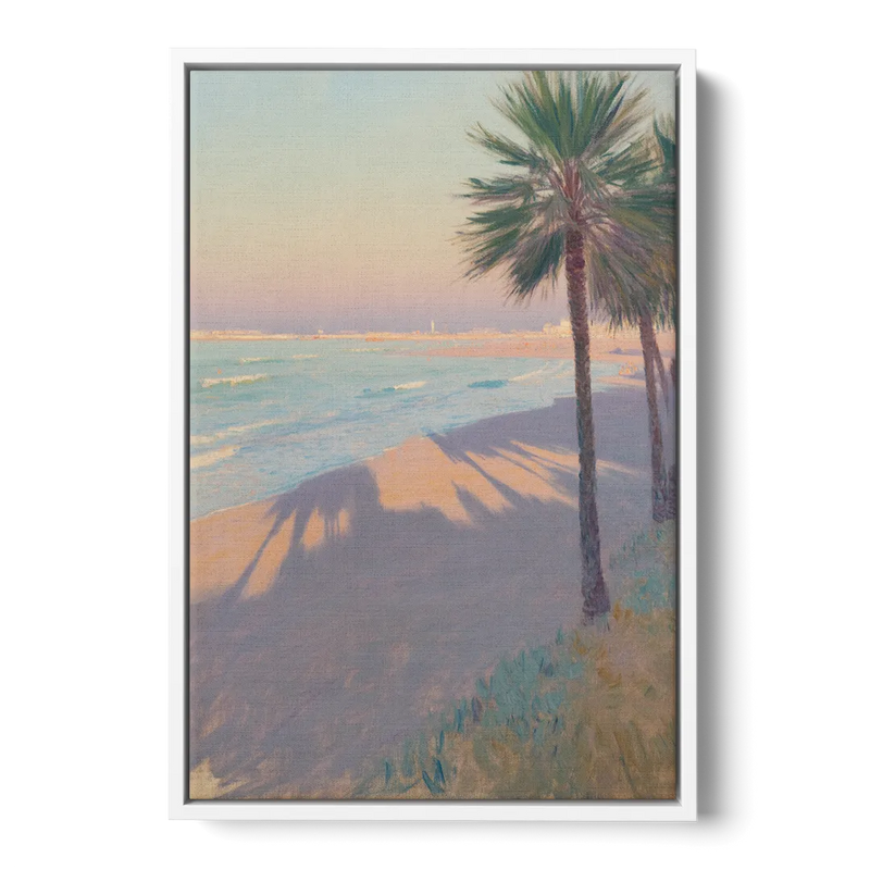 Malvarrosa Beach Front - White Canvas Wall Art