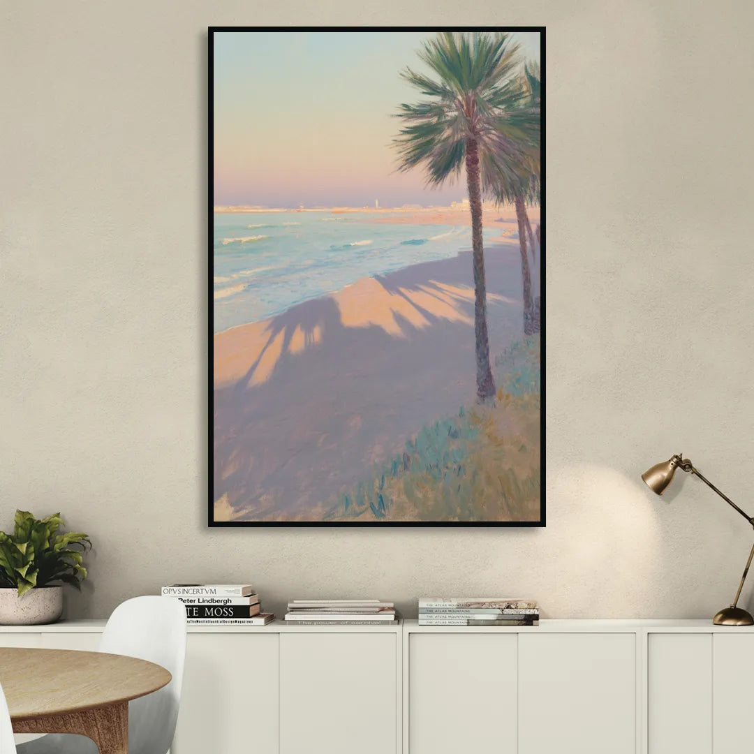 Malvarrosa Beach Sitting Room - Black Canvas Wall Art