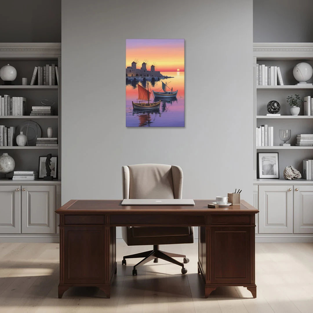 Mandraki Harbor - Canvas Wall Art - Office - 24x36
